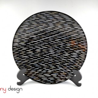 Black round lacquer plate attached with motther of peal 35 cm( not included with stand)